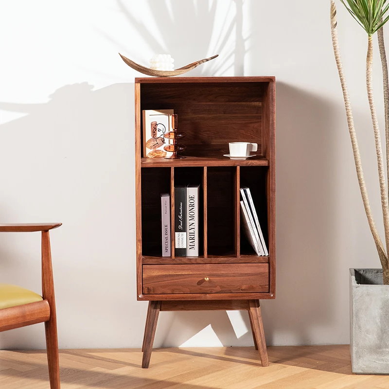 [小岛书柜]弥璞新中式北美黑胡桃木全实木茶室办公室简约储物书架