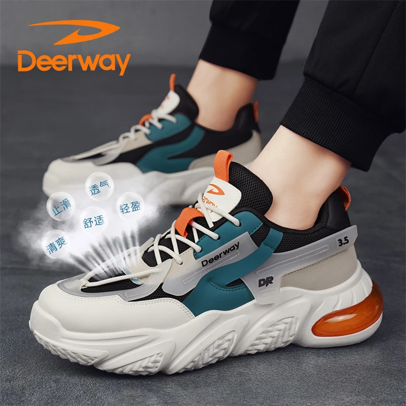 德尔惠男鞋春季新款气垫男士休闲百搭厚底运动潮鞋防滑男式休闲鞋