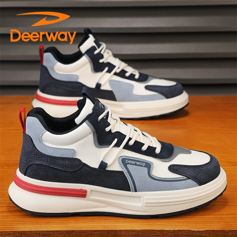 Deerway/德尔惠男鞋秋季新款潮鞋百搭休闲板鞋男款防水耐磨休闲鞋