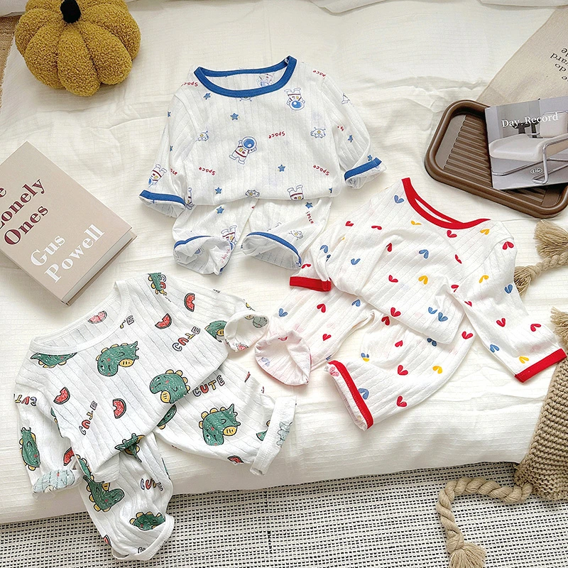 【A类100棉二件套家居服】夏季儿童睡衣空调服薄款宝宝透气七分套装