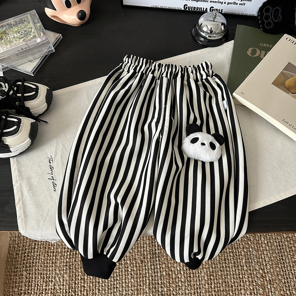 【A类玩偶韩版裤】儿童春秋裤子韩版条纹卡通休闲束脚卡通裤子