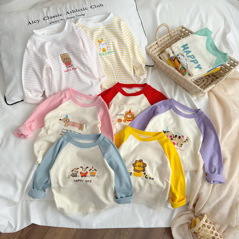 【A类纯棉亏米福利】儿童时尚插肩长袖T恤春秋季韩版打底衣