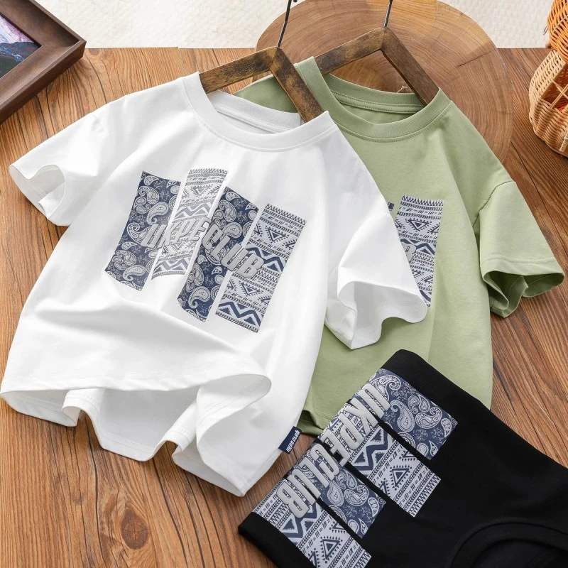 男童短袖T恤夏款2024新款儿童夏季男孩中大童洋气半袖上衣12-15岁