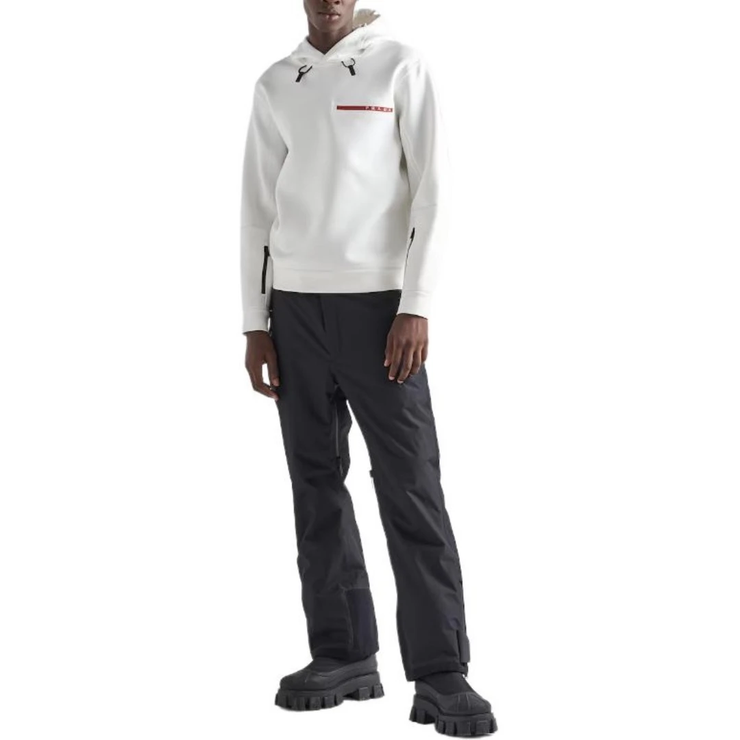 9583/PRADA SS23白色Logo字母印花连帽卫衣/M码/99新/轻微污渍
