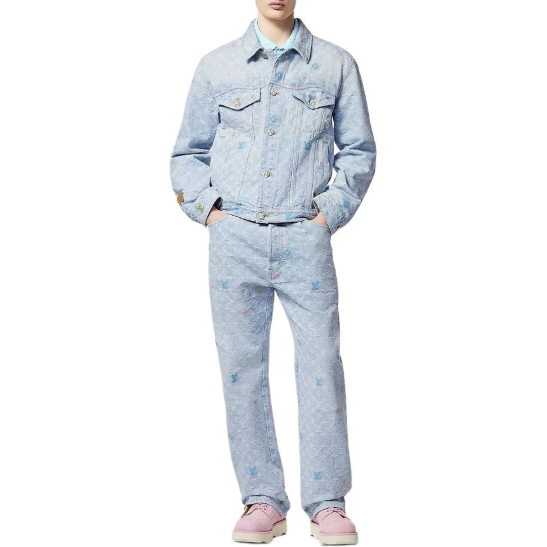 Lv x Tyler绣花满印牛仔外套/46码/98新/公价26300/6464