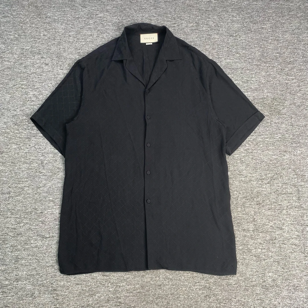 CQ JS Gucci暗纹满印短袖衬衫/48码/98新/公价11000/51387