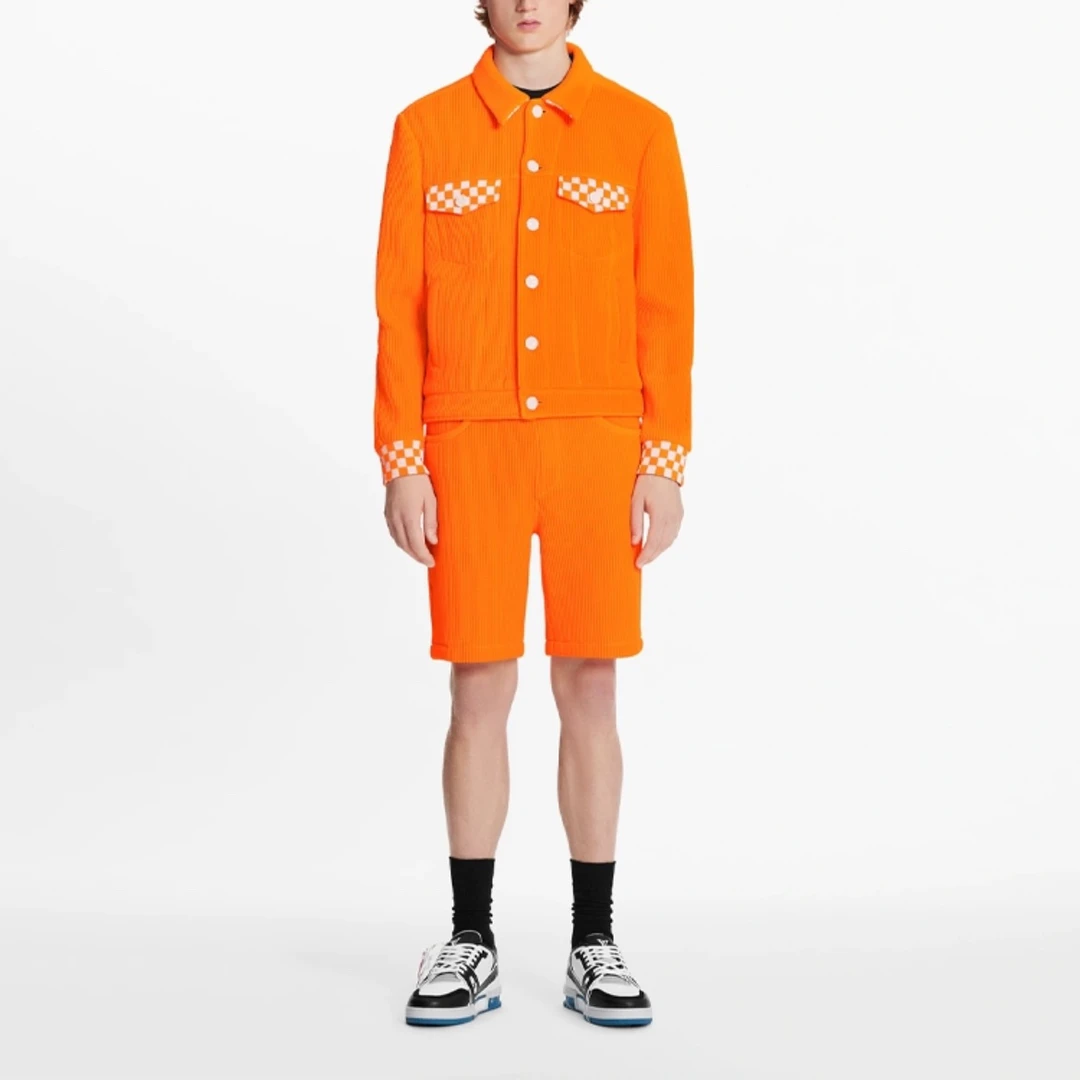 CQ Louis Vuitton橙色棋盘格外套/XS码/99新/55698