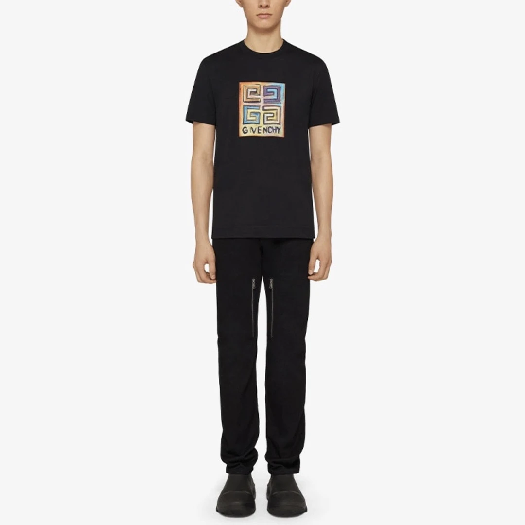 9339/GIVENCHY 黑色Logo太阳印花圆领休闲短袖/S码/99新/公价5090
