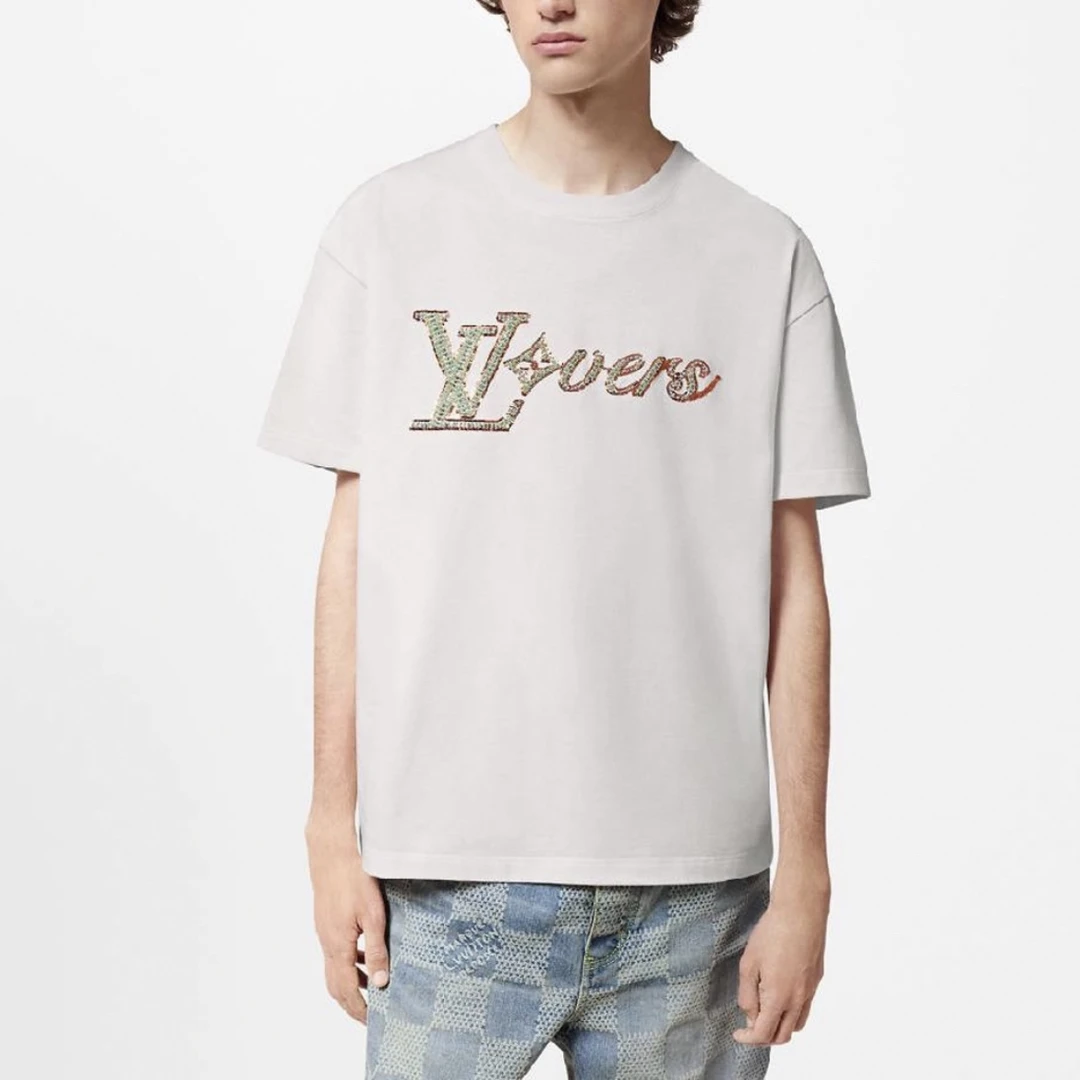 LOUIS VUITTON白色FW24Logo刺绣圆领短袖/XL码/98新/微瑕/04578
