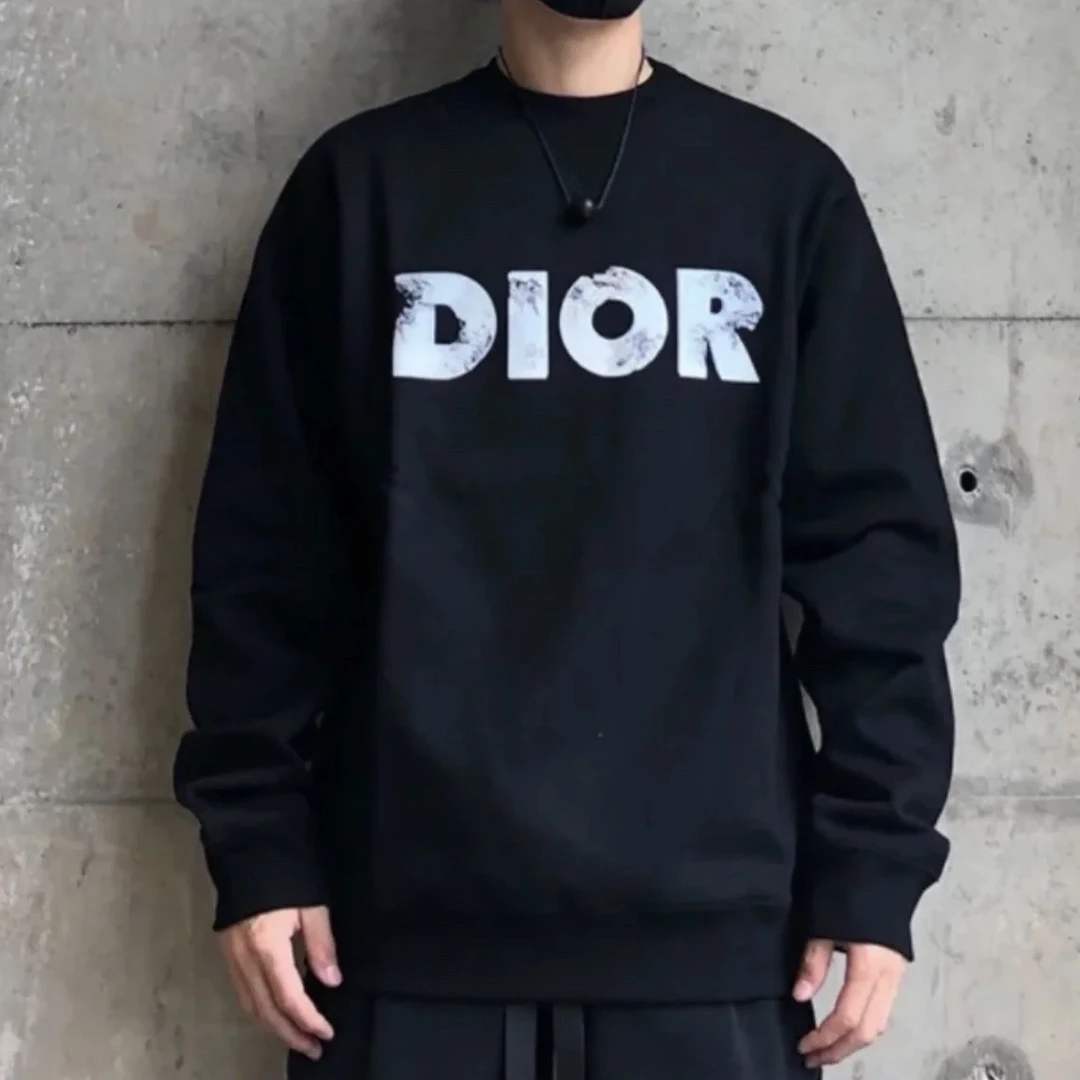 4881/DIOR Daniel Arsham 黑色褪色3D徽标印花薄绒卫衣/M码/99新