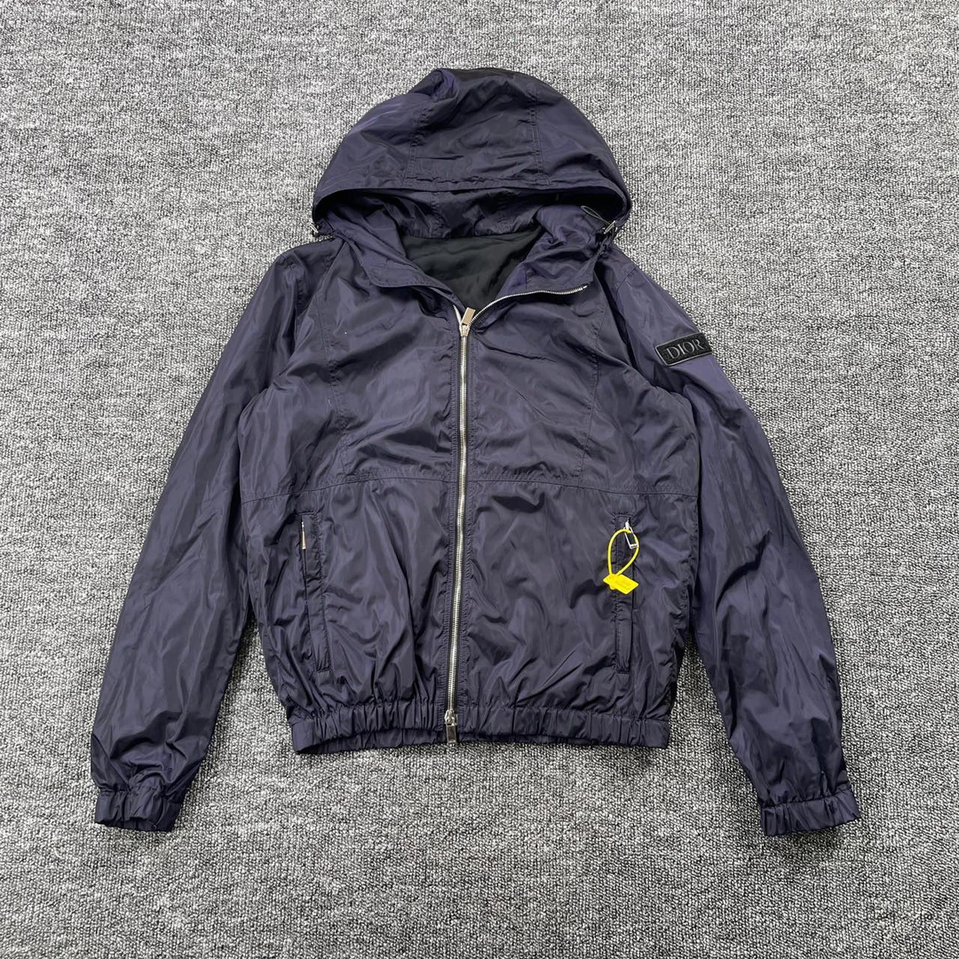 99新 DIOR/迪奥 8978/紫色徽标贴花双拉链连帽夹克外套/50码/99新