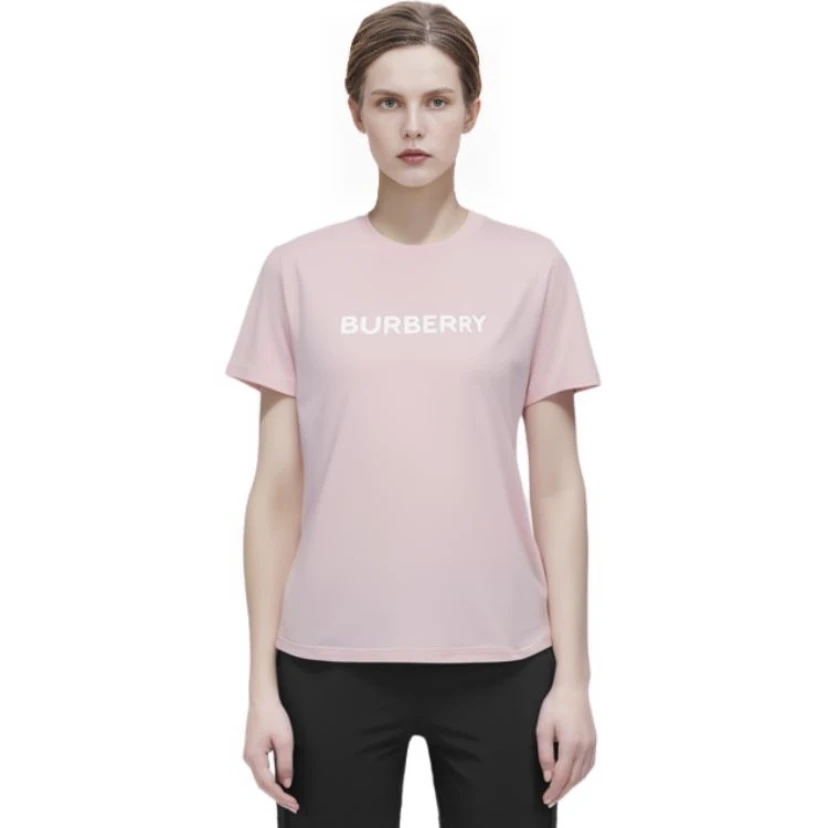 CQ Burberry粉色字母印花短袖/XS码/全新闲置/公价6000/1978