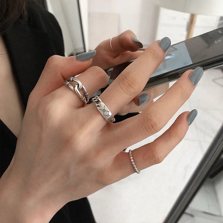 复古做旧风开口戒指女ins小众设计韩版时尚个性食指环