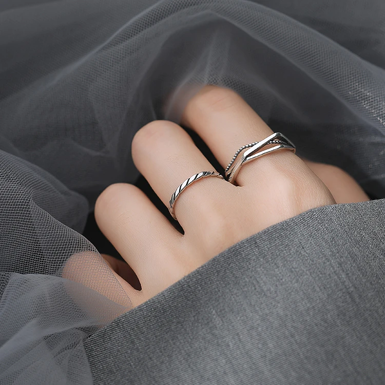 复古做旧戒指女时尚个性小众设计轻奢ins潮开口可调节食指环