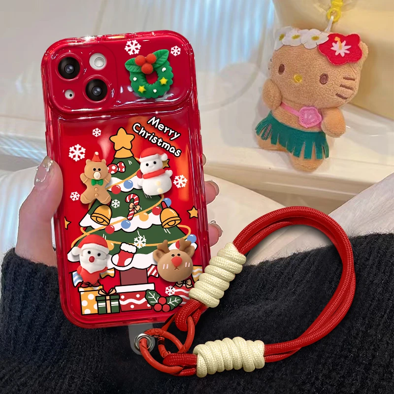 雪花圣诞树苹果/华为/vivo/oppo/小米翻盖镜子iPhone15pro手机壳