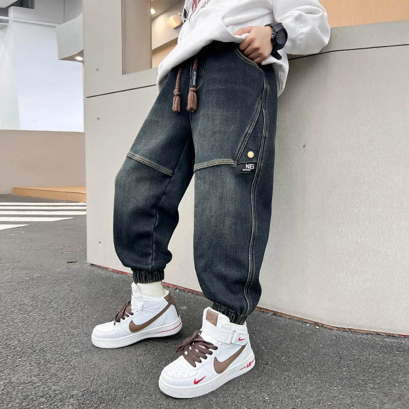 男童牛仔裤春秋款2024新款儿童春季薄款修身裤子中大童长裤炸街潮