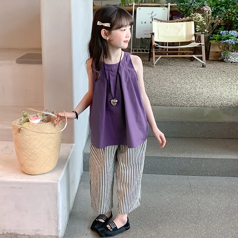 女童装时髦套装洋气2025新款儿童夏装无袖两件套小女孩夏季网红潮