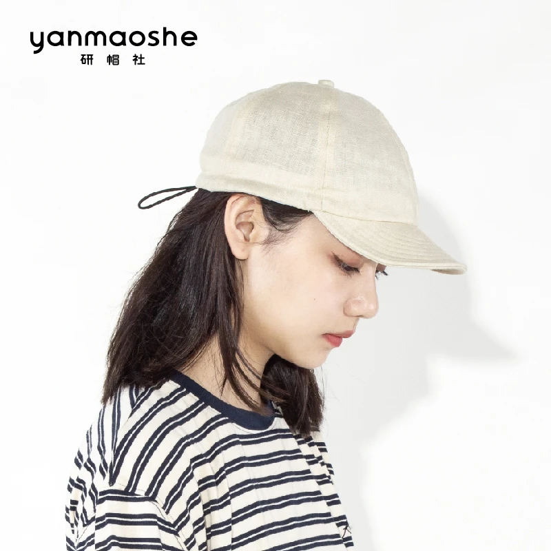 研帽社 夏亚麻休闲鸭舌棒球帽男女BQ008透气防晒大头围小头帽子