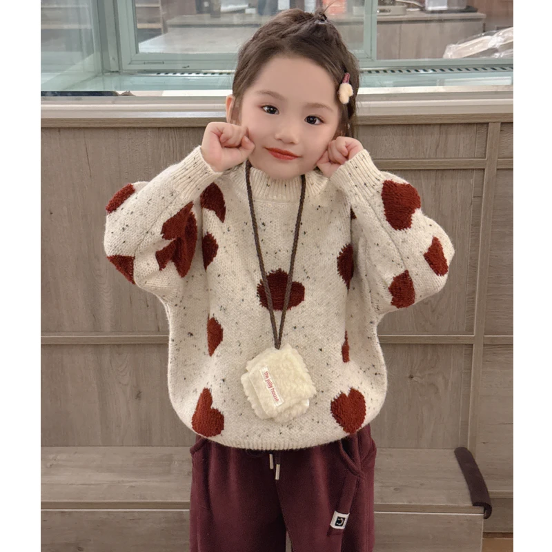 【心缘】WWLL定制童装女宝宝毛衣女童毛衣洋气外穿秋冬线衣