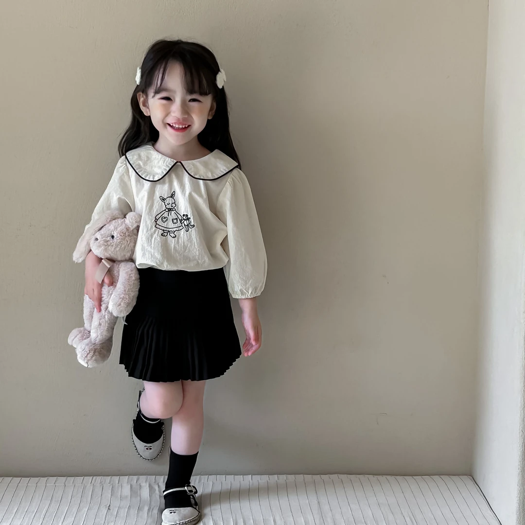 【杏仁宝贝】WWLLkids定制春秋装女宝宝娃娃衫儿童春秋上衣百褶裙