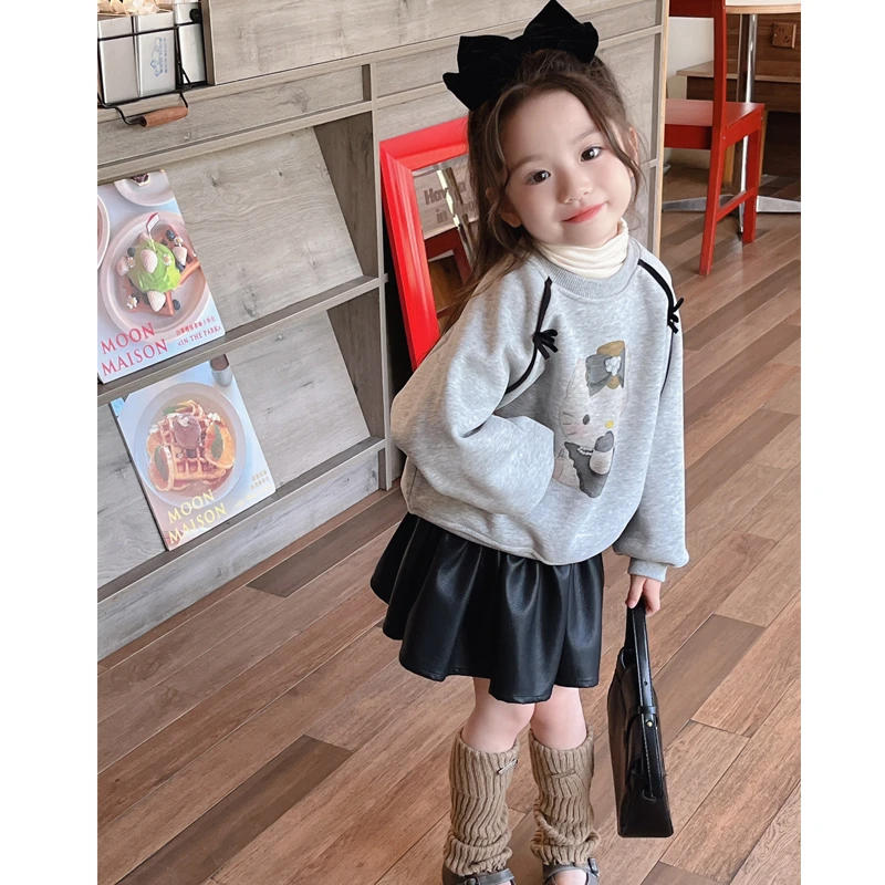 【小灰猫】WWLL定制童装宝女宝宝加绒卫衣洋气一体绒女童卫衣