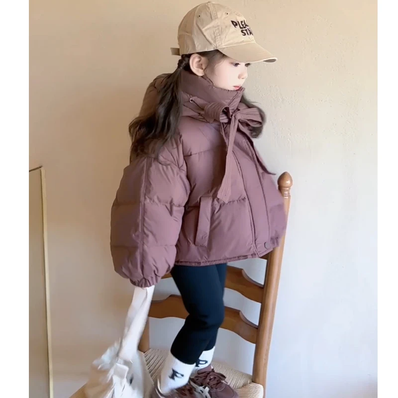 【乌梅羽绒服】女宝宝冬装洋气羽绒服女童加厚戴帽短款羽绒服加厚