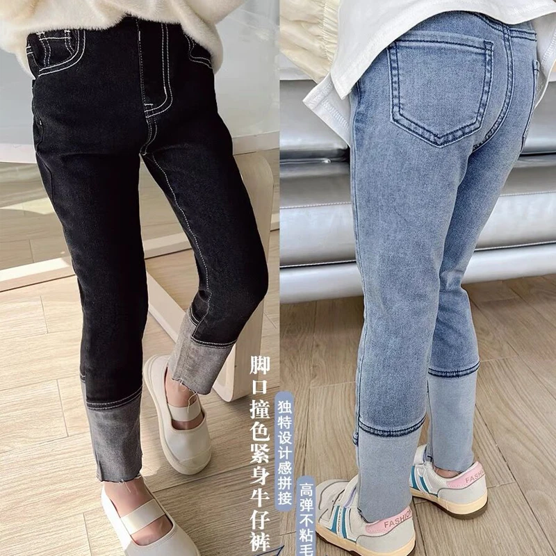 【芭莎牛仔】WWLL定制童装2025春秋装女童弹力牛仔裤宝宝修身长裤