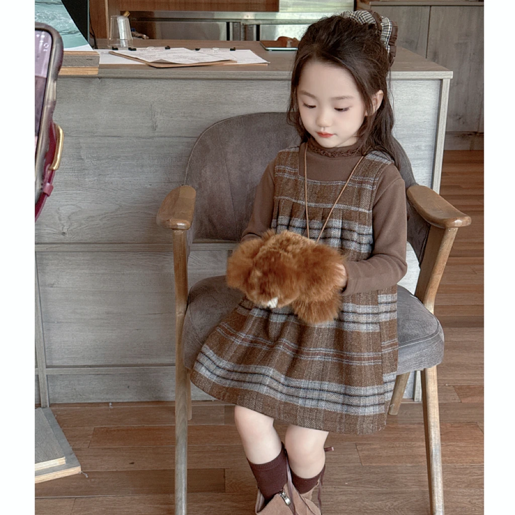 【焦糖布丁】WWLL定制宝宝女童加厚套装女童加厚打底衫呢子背心裙