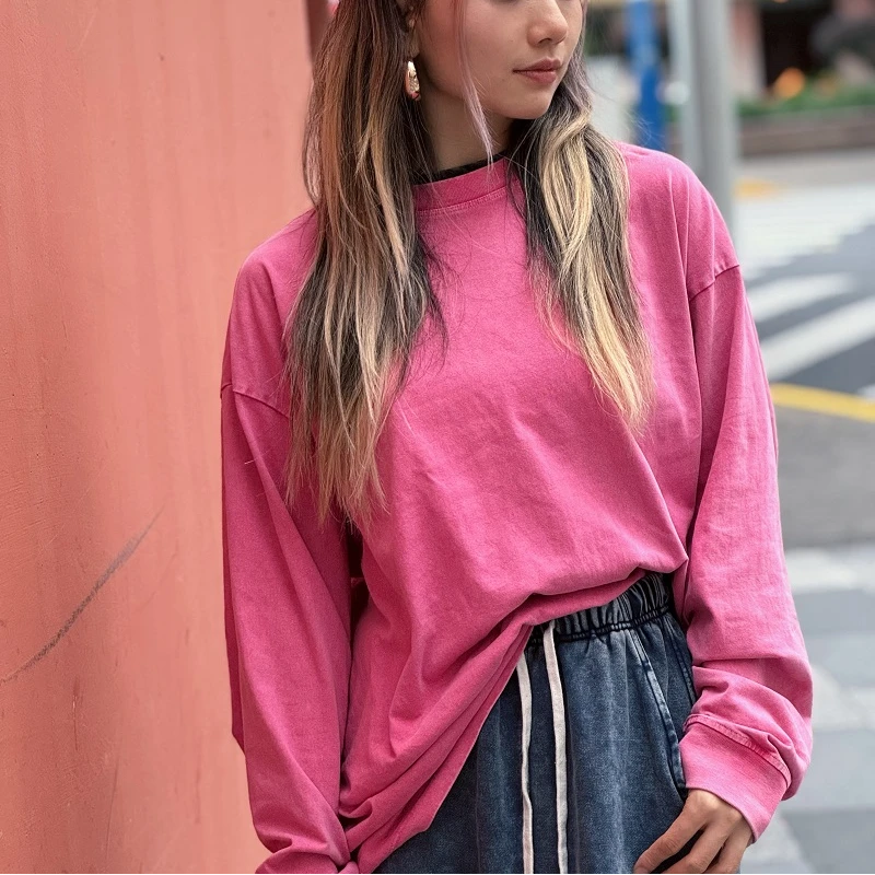 Fay老师的美式复古重工纯棉oversize帅男靓女T情侣长袖T恤