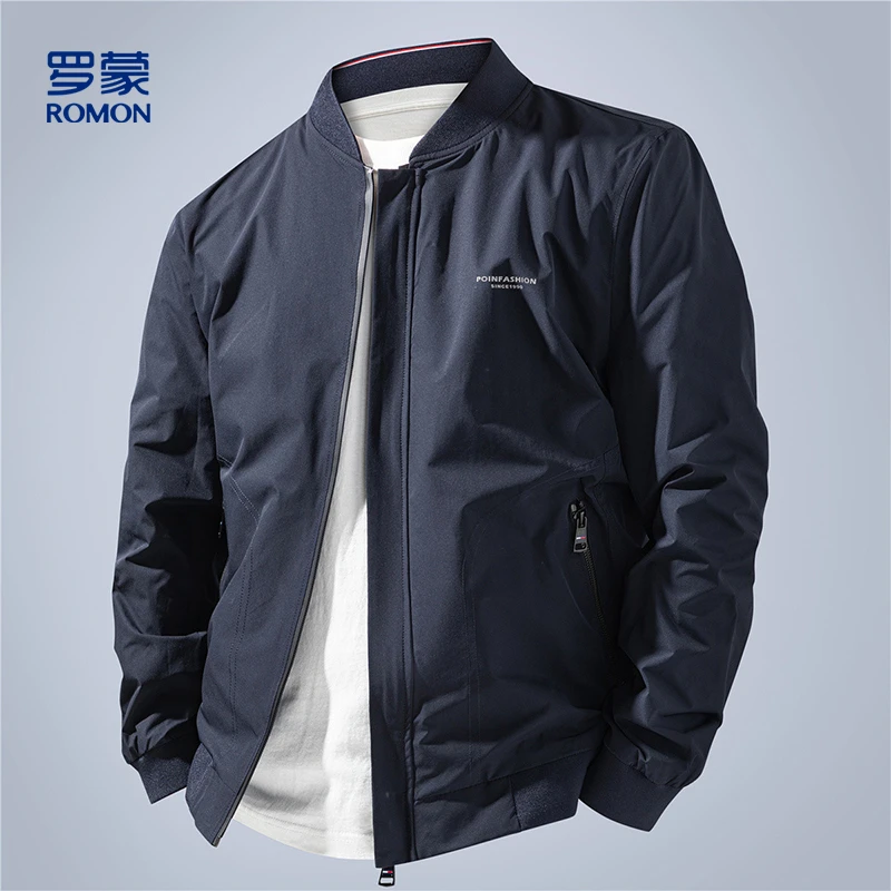 罗蒙时尚棒球领男士夹克商务休闲夹克外套男基础百搭舒适男士外套