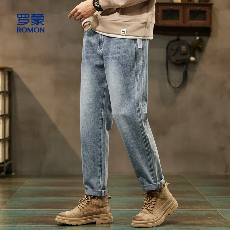 罗蒙加厚竹纤维吸湿透气休闲修身百搭直筒裤弹力透气休闲裤子男