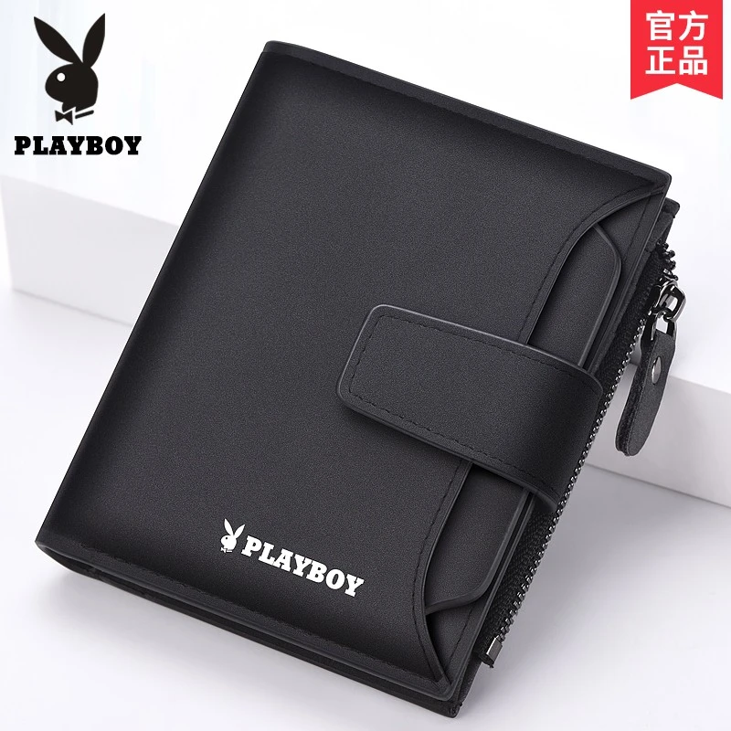 PLAYBOY钱包男士零钱包多功能短款小皮夹潮牌驾驶证卡包时尚钱夹