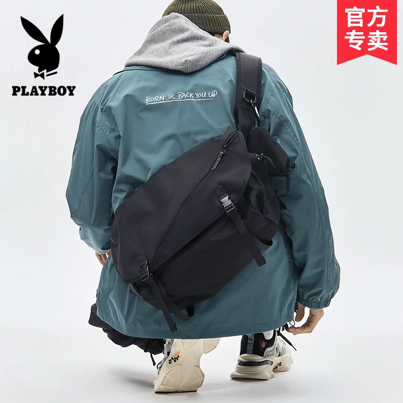 PLAYBOY男士斜挎包2024新款单肩包时尚运动小背包潮大容量斜肩包