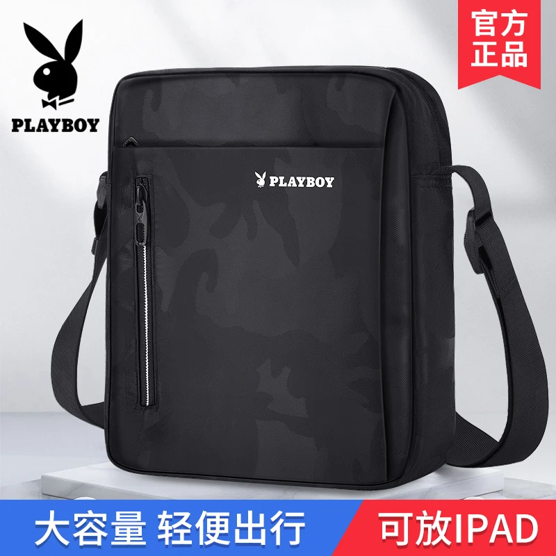 PLAYBOY单肩包男士包包2024新款大容量潮牌旅行休闲帆布斜挎背包