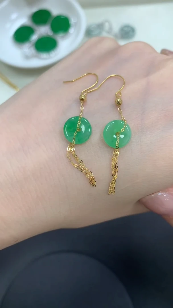 【闪购商品】翡翠耳饰18K金镶嵌耳饰 zjh