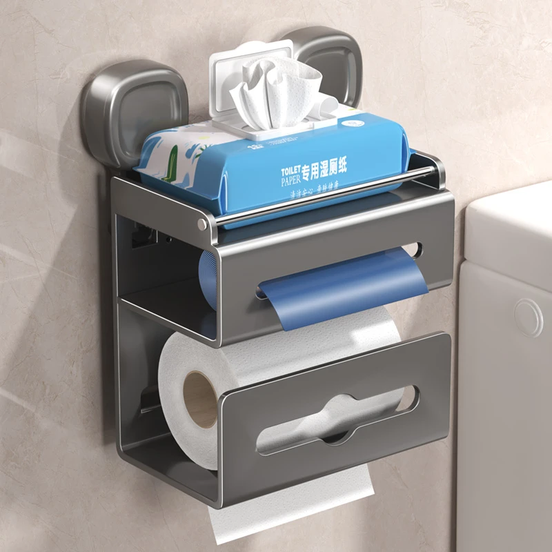 卫生间吸盘厕纸盒壁挂式厕所抽纸盒浴室免打孔纸巾架洗手间置物架