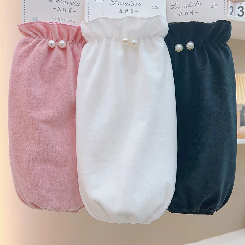 加厚毛绒长款袖套女款冬季新款保暖套袖办公室上班防脏防污护袖头