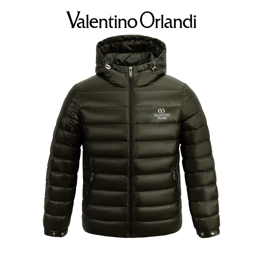 华伦天奴.奥兰迪男士冬季时尚短款连帽亮面鸭绒羽绒服1VR179033