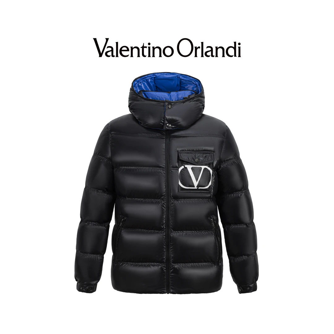 华伦天奴.奥兰迪撞色内里保暖冬季休闲连帽短款鹅绒服1VR179037