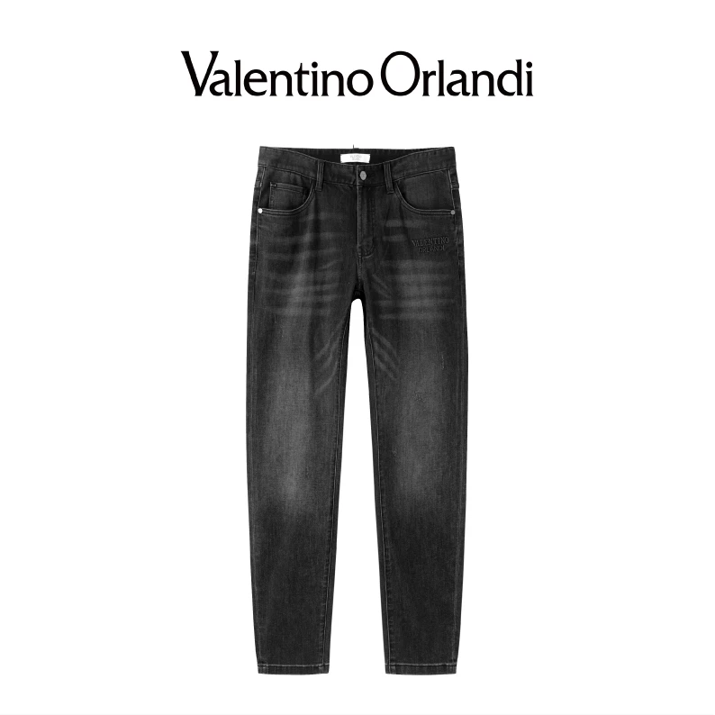 华伦天奴.奥兰迪男士百搭修身秋冬弹力加厚小直筒牛仔裤1VK212419