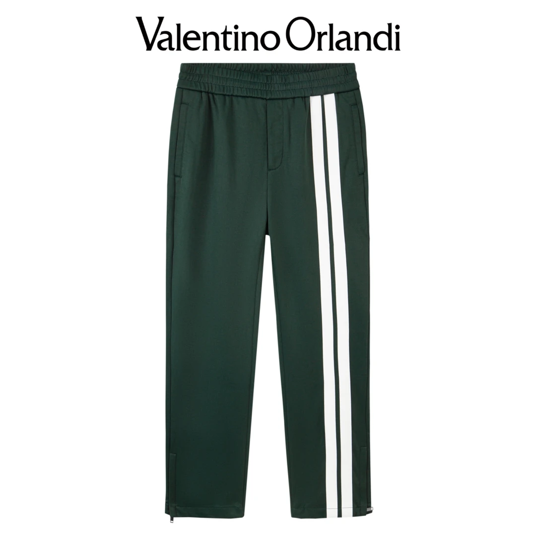 华伦天奴.奥兰迪男士新春撞色拼接休闲常规大直筒裤1VK656050