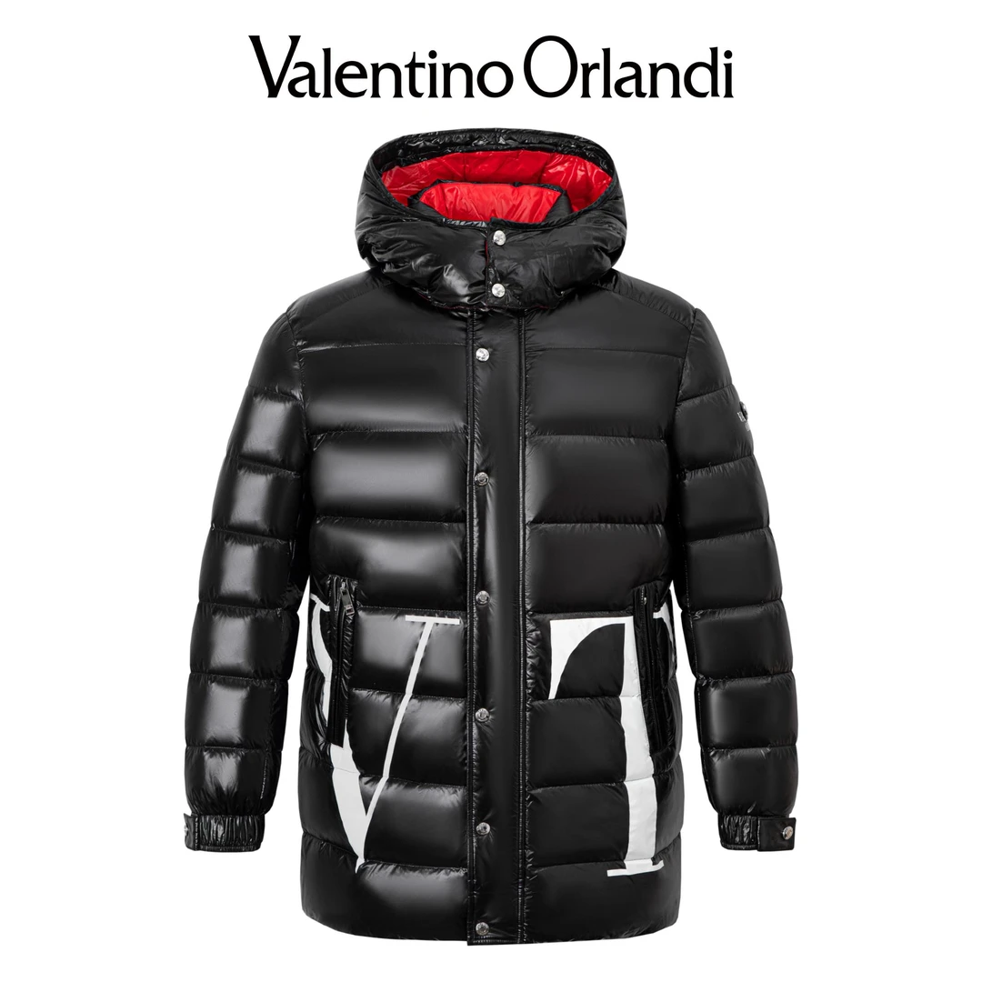 华伦天奴.奥兰迪男士冬季时尚连帽亮面鹅绒服1VR176241