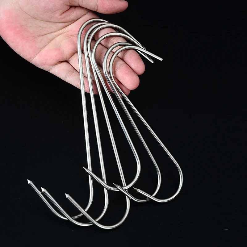 不锈钢晒腊肉的挂钩S形挂钩尖头勾子猪肉香肠烤鸭鱼加粗S钩大小号