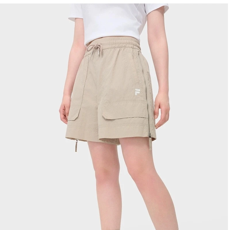 FILA FUSION潮牌潮流短裤女新款宽松夏季侧边拉链裤T11W435801F