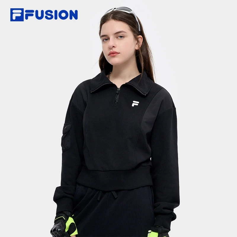 FILA FUSION时尚新款潮流女士翻领运动户外休闲卫衣T11W441208F