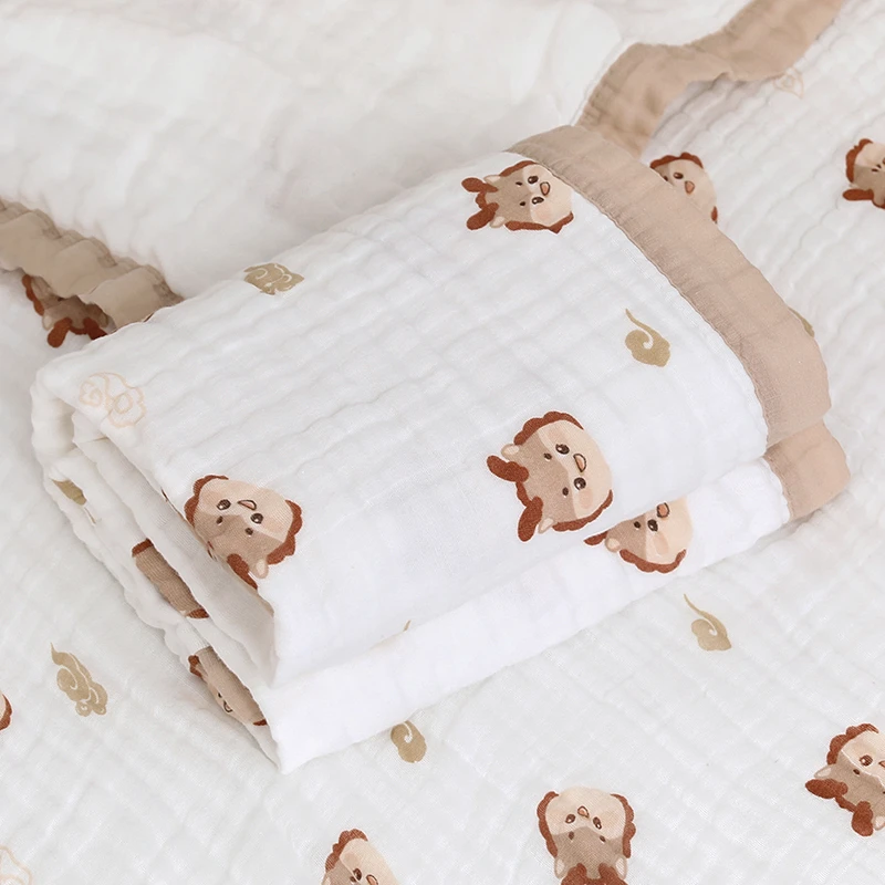 【六层纱布浴巾】新生儿柔软家用洗澡吸水加厚超软超软印花棉柔浴巾