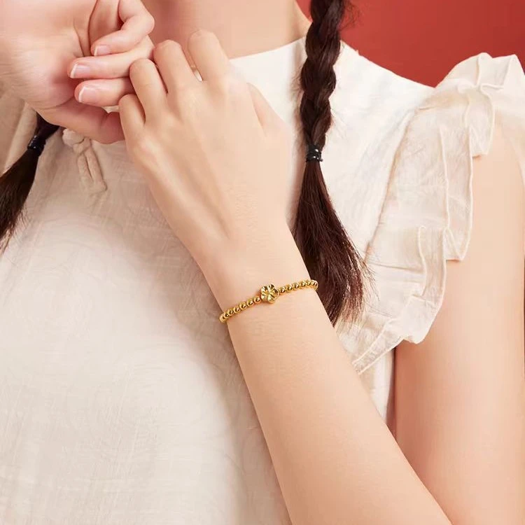 铜合金手链 周家同款桃气旺旺手链桃花路路通手串转运珠气质轻奢