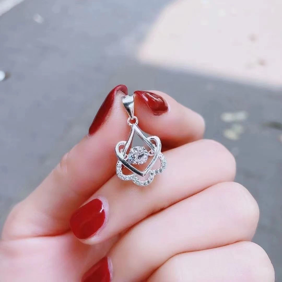 吊坠足银 【永生花】足银990跳动的心吊坠时尚百搭气质灵动精致