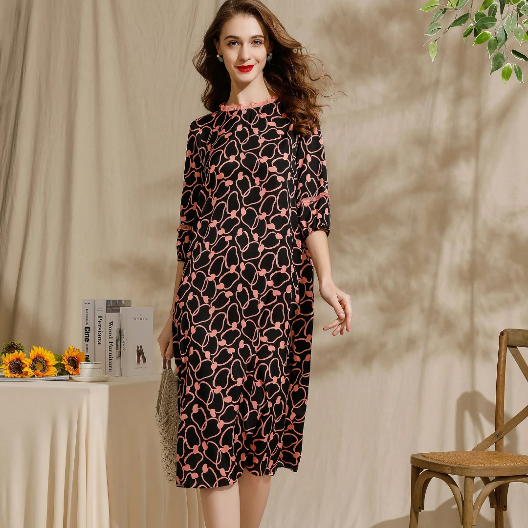 【萨拉迪恩】重磅真丝连衣裙大码