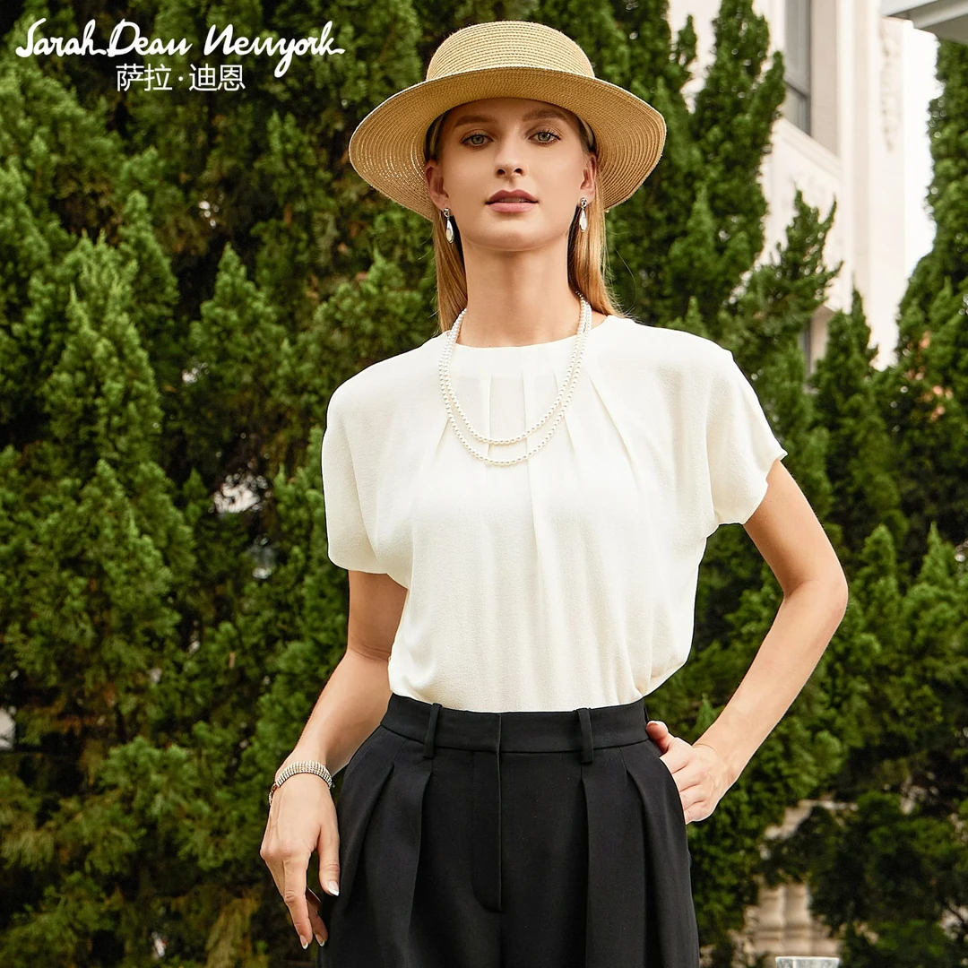 【萨拉迪恩】桑蚕丝鬼绉高端轻奢气质上衣